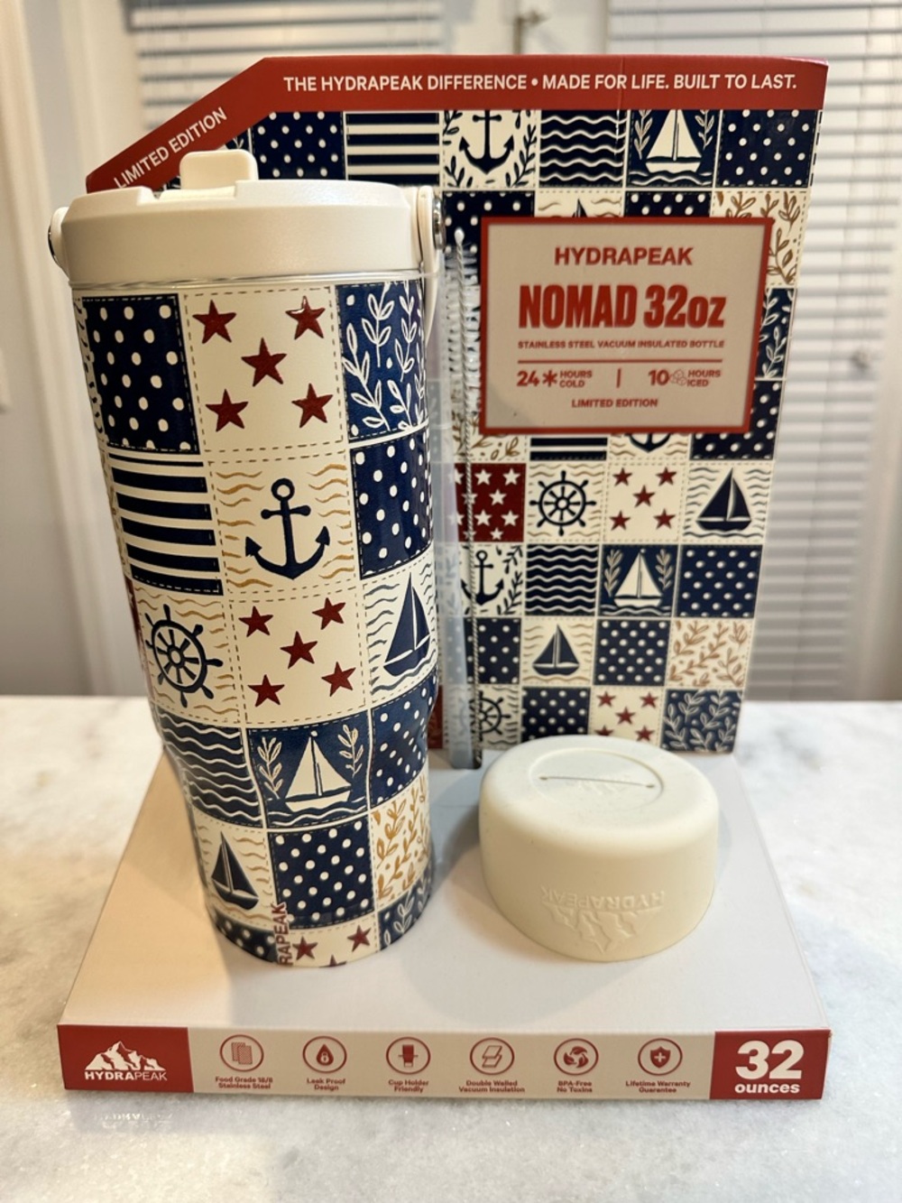 Hydrapeak Nomad Nautical Limited Edition Stainless Steel Insulated 32oz Tumbler